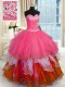 Superior Sweetheart Sleeveless Quinceanera Gown Floor Length Beading and Ruffles Multi-color Organza