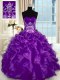 Floor Length Purple Quinceanera Dress Sweetheart Sleeveless Lace Up