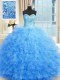 Trendy Baby Blue 15 Quinceanera Dress Military Ball and Sweet 16 and Quinceanera and For with Beading and Ruffles Sweetheart Sleeveless Lace Up