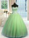 Pretty Green Lace Up Quinceanera Gowns Beading and Ruching Sleeveless Floor Length