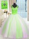 Romantic V-neck Sleeveless Tulle Sweet 16 Quinceanera Dress Beading and Sequins Lace Up