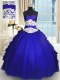 Royal Blue Ball Gowns Taffeta and Tulle Sweetheart Sleeveless Beading and Lace and Appliques and Ruching and Pick Ups Floor Length Lace Up Quinceanera Gown