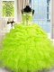 Top Selling Organza Straps Sleeveless Zipper Beading and Ruffles Quinceanera Gown in
