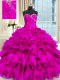 High Low Ball Gowns Sleeveless Fuchsia Quince Ball Gowns Lace Up