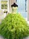 Floor Length Olive Green Quince Ball Gowns Sweetheart Sleeveless Lace Up