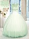 Green Sleeveless Tulle Zipper 15th Birthday Dress for Military Ball and Sweet 16 and Quinceanera