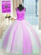 Delicate Multi-color Quince Ball Gowns Military Ball and Sweet 16 and Quinceanera and For with Beading and Sequins V-neck Sleeveless Lace Up
