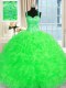 Sleeveless Lace Up Floor Length Beading and Embroidery and Ruffles 15th Birthday Dress