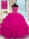 Spectacular Sleeveless Beading and Ruffles Lace Up 15 Quinceanera Dress