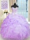 Floor Length Lavender Sweet 16 Dresses Organza Sleeveless Beading and Ruffles