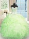 Organza Sweetheart Sleeveless Lace Up Beading and Ruffles Ball Gown Prom Dress in Apple Green