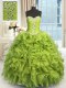 Yellow Green Lace Up Sweet 16 Dresses Beading and Ruffles Sleeveless Floor Length