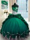Modest Dark Green Ball Gowns Beading and Appliques and Pick Ups 15 Quinceanera Dress Lace Up Taffeta Sleeveless