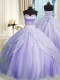 Sleeveless Court Train Lace Up With Train Beading and Appliques Sweet 16 Quinceanera Dress