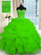 High End Organza Lace Up Sweetheart Sleeveless Floor Length Quinceanera Gown Beading and Ruffles