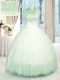 Beauteous Apple Green Tulle Zipper High-neck Sleeveless Floor Length Ball Gown Prom Dress Beading