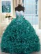 Hot Selling Brush Train Ball Gowns Sweet 16 Quinceanera Dress Turquoise Sweetheart Organza Sleeveless With Train Lace Up