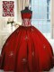 Fabulous Strapless Sleeveless Quinceanera Gowns Floor Length Beading and Appliques and Ruching Wine Red Taffeta