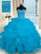 Organza Sweetheart Sleeveless Lace Up Beading and Ruffles 15 Quinceanera Dress in Baby Blue