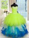 Multi-color Ball Gowns Beading and Ruffles Ball Gown Prom Dress Lace Up Organza Sleeveless Floor Length