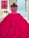 Custom Designed Red Quinceanera Dresses Sweetheart Sleeveless Brush Train Lace Up