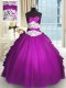 Eggplant Purple Taffeta and Tulle Lace Up Vestidos de Quinceanera Sleeveless Floor Length Beading and Lace and Ruching and Pick Ups