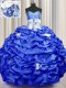 Sequins Pick Ups With Train Ball Gowns Sleeveless Royal Blue Sweet 16 Dress Brush Train Lace Up