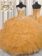 Orange Sleeveless Beading and Ruffles Floor Length Ball Gown Prom Dress