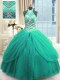 Unique Tulle Sleeveless Floor Length Ball Gown Prom Dress and Beading
