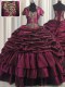 Burgundy Sweetheart Neckline Beading and Appliques and Pick Ups Sweet 16 Dresses Sleeveless Lace Up