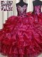 Ideal Sweetheart Sleeveless Organza Sweet 16 Dress Beading and Ruffles Lace Up