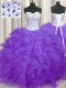 Sexy Sweetheart Sleeveless 15 Quinceanera Dress Floor Length Beading and Ruffles Lavender Organza
