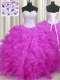 Floor Length Fuchsia Quinceanera Gown Sweetheart Sleeveless Lace Up