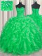Luxury Organza Sleeveless Floor Length Vestidos de Quinceanera and Beading and Ruffles