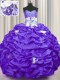 Glorious Sequins Pick Ups With Train Purple 15th Birthday Dress Sweetheart Sleeveless Brush Train Lace Up