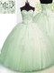 Beading and Appliques Vestidos de Quinceanera Apple Green Lace Up Sleeveless Floor Length