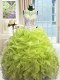 Ball Gowns Quinceanera Gowns Yellow Green Scoop Organza Sleeveless Floor Length Zipper