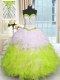 Decent Organza Sweetheart Sleeveless Lace Up Beading and Ruffles Sweet 16 Dresses in Multi-color