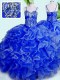 Spaghetti Straps Sleeveless Lace Up Vestidos de Quinceanera Blue Organza