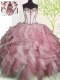 Fabulous Pink And White Sweet 16 Dresses Military Ball and Sweet 16 and Quinceanera and For with Ruffles Sweetheart Sleeveless Lace Up  Fabulous Pink And White Sweet 16 Dresses Military Ball and Sweet 16 and Quinceanera and For with Ruffles Sweetheart Sleeveless Lace Up
