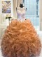 Orange Quinceanera Gown Military Ball and Sweet 16 and Quinceanera and For with Beading and Ruffles Scoop Sleeveless Zipper