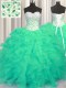 Sweetheart Sleeveless Organza 15 Quinceanera Dress Beading and Ruffles Lace Up