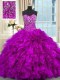 Purple Sweetheart Neckline Beading and Ruffles 15th Birthday Dress Sleeveless Lace Up
