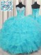 Perfect Floor Length Aqua Blue Quince Ball Gowns Sweetheart Sleeveless Lace Up