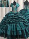 Superior Sweetheart Sleeveless Taffeta Quince Ball Gowns Beading and Appliques and Pick Ups Brush Train Lace Up