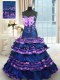 Wonderful Taffeta Sleeveless 15 Quinceanera Dress Brush Train and Appliques and Ruffled Layers and Bowknot