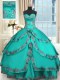 Turquoise Sweetheart Neckline Beading and Embroidery and Ruffled Layers Quinceanera Gowns Sleeveless Lace Up