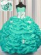 Pretty Turquoise Sweetheart Neckline Appliques and Sequins and Pick Ups Sweet 16 Dresses Sleeveless Lace Up