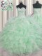 Apple Green Sleeveless Beading and Ruffles Floor Length Quinceanera Dress