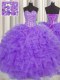 Enchanting Visible Boning Floor Length Purple Quince Ball Gowns Sweetheart Sleeveless Lace Up